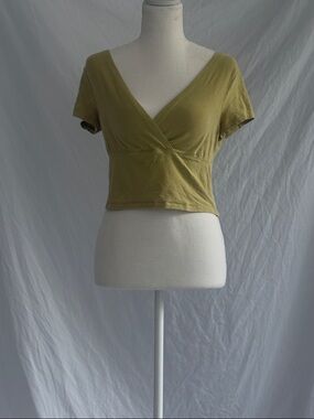 SO Olive Wrap-Front Crop Top